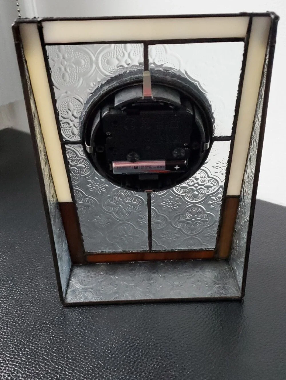 Decorative Stained Glass Accent Clock - Cream and Brown